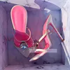 Diamant Rosa Sohle Hausschuhe Frauen Süße Weiße High Heels Spitzen Elegante 2023 Sommer Schuhe