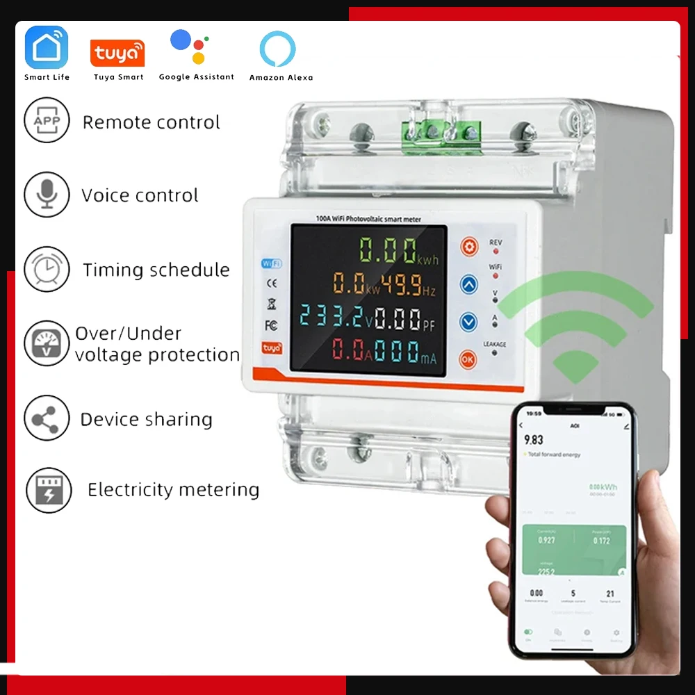 Tuya wifi intelligenter Leistungs schalter bidirektion ale Messung Leistungs messer Umschalter Zeitplan App-Steuer funktionen Image