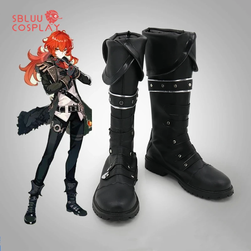 Sbluucosplay Genshin Impact Cosplay Diluc Cosplay Schuhe Stiefel Frauen Erwachsene Männer Halloween Zubehör Image