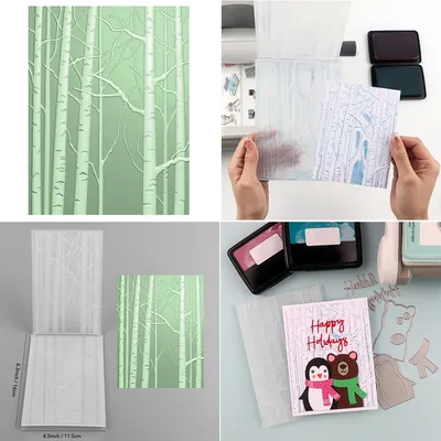 2024 New 3D Embossing Folder Birch Tree Forest Pattern Background For Adding Textured Detail to