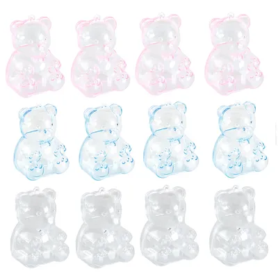 12pcs Clear Bear Shape Plastic Containers Small Gift Box Bridal Jewelry Candy Storage Box Adorable