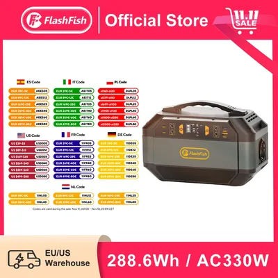 FF Flashfish 288Wh Portable Power Station Solar Generator 330W Lithium Batteries AC Outlets Battery