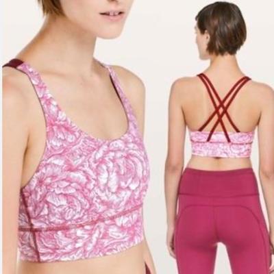 Lululemon Athletica Intimates & Sleepwear | Lululemon Energy Bra Long Line Floral Bloom White Star Ruby | Color: Red/White | Size: 2