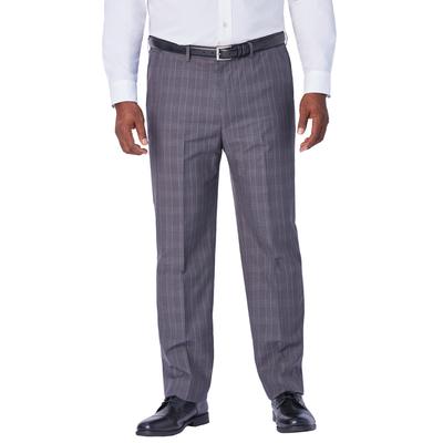 Men's Big & Tall KS Signature Easy Movement® Plain Front Expandable Suit Separate Dress Pants by KS Signature in Black Plaid (Size 52 40)