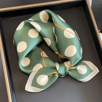 TEMU Chic Polka Dot 100% Mulberry Silk Scarf For Women - Elegant Square Shawl, Perfect For Casual Outings & Sun Protection