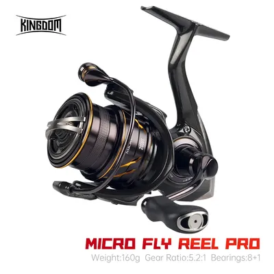 Kingdom Micro Fly Pro Fishing Spinning Reel 160g Utra light 8+1 Sealed Bearings 8KG Max Drag 5.2:1 Gear Ratio Fishing Reel