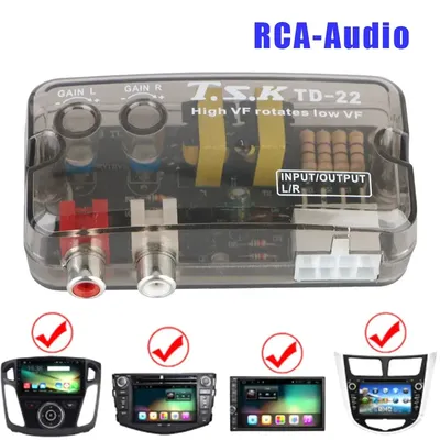 Auto Car Audio Converter Speaker Level Converter Adapter Universal RCA Line 12V