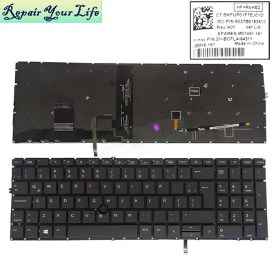 UK SP Backlit Keyboard For HP EliteBook 850 G7 855 G7 850G8 855 G8 Spanish Keyboards L89916-161