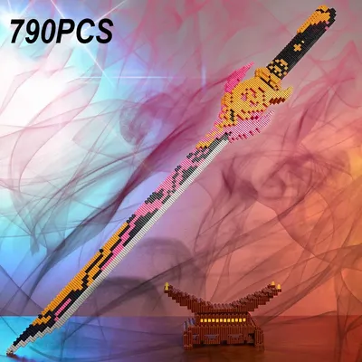790 Stück Samurai Schwert Bausteine klassische Anime Katana Waffen modell montieren Ziegel kreative Desktop-Ornamente Kinderspiel zeug Image