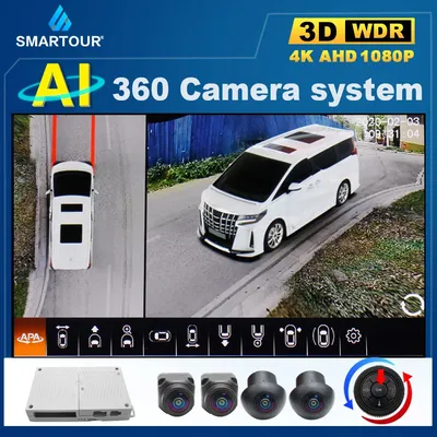 Smartour ai 3d 360 kamera surround view system fahren mit vogel ansicht panorama system auto kamera 4 ch hinten/vorne/links/rechts