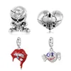 Jiuhao 925 Sterling Silverskull Schuhe Rote Große Mund Zirkon Gothic Stil Perle Charme für Frauen