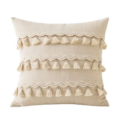 Boho Kissen bezüge Shabby Chic Makramee Kissen bezüge Quaste Fransen besatz Baumwolle hübsche Image