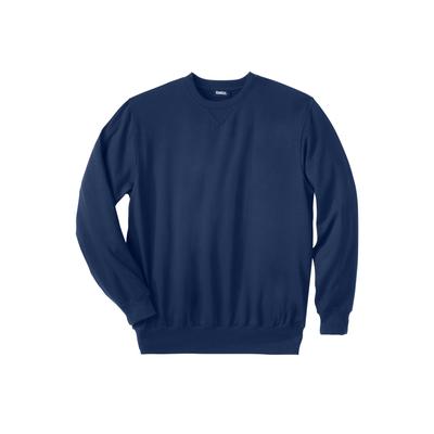Men's Big & Tall Ultra-Light Comfort Fleece Crewneck Sweatshirt by KingSize in Navy (Size 4XL)