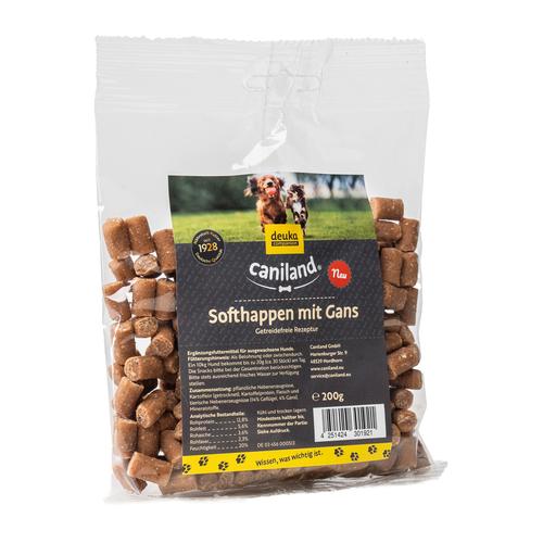 Sparpaket: 4x200g Caniland Softhappen Getreidefrei mit Gans Hundesnacks