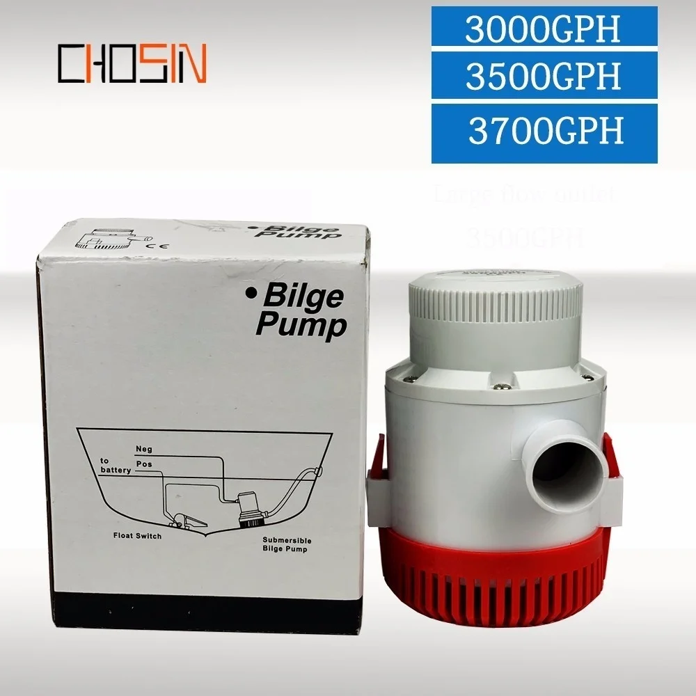 3000/3500/3700gph grande flusso Dc 12v 24v pompa di sentina pompa dell'acqua elettrica per accessori per barche Marin sommergibile barca acqua Pu