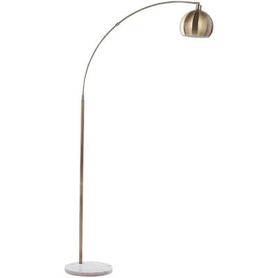 Stehlampe Messing Metall 210 cm verstellbarer Schirm Marmorfuß Kabel mit Schalter Bogenlampe Image
