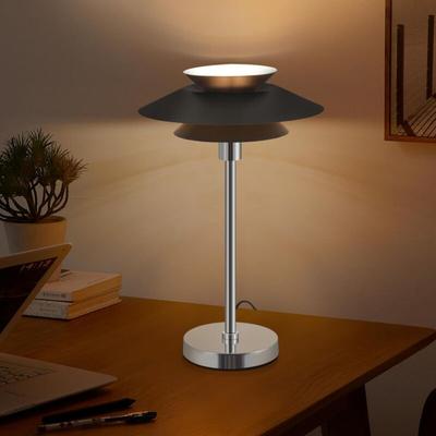 Tischlampe Schwarz Moderne Nachttischlampe E14 1 Flammig Wohnzimmer Tischleuchte Metall Design mit Image