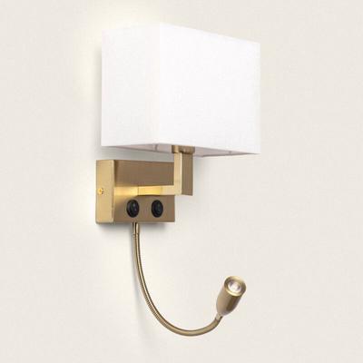 Metall-Wandleuchte mit LED-Leselampe Waldorf Messing Image