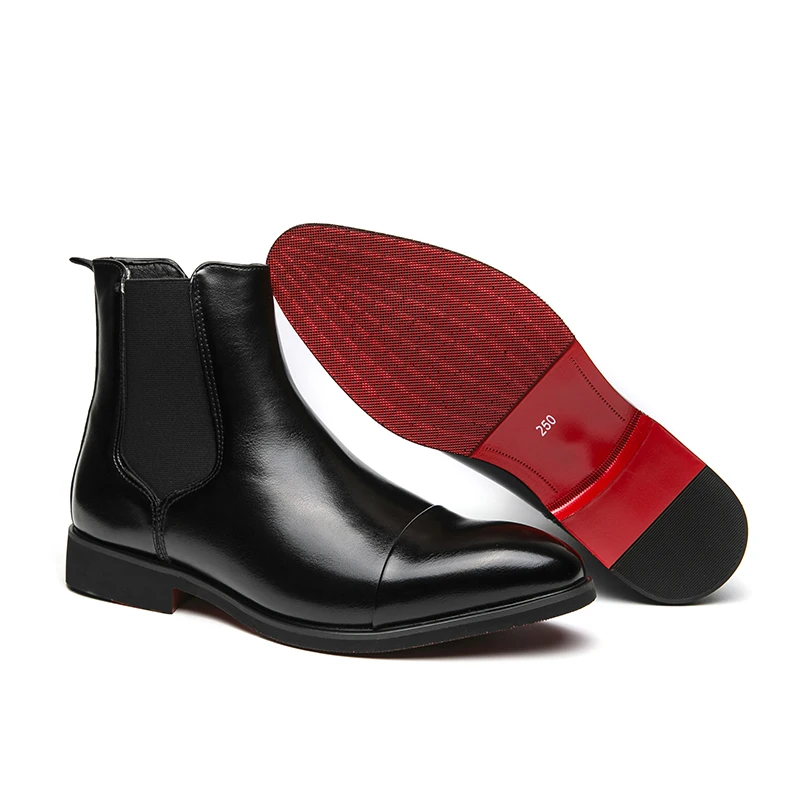 Britische Herren Herren schwarze Chelsea Stiefel Damen Echt leder rote Sohle Stiefel decken Zehen flache Sohle Stiefel Outdoor Freizeit schuhe