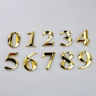 1pc Höhe 5cm goldenes Haus Aufkleber Adresse Tür Etikett Gold moderne Hausnummer Image