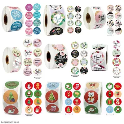 500 Stück/Rolle Aufkleber & Etiketten danke Washi Tape Halloween & Weihnachten Geschenk box Kunst Image
