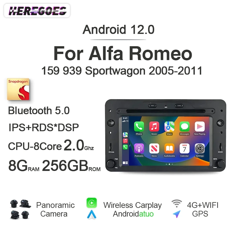 Carplay auto android 12 auto radio gps player gps navigation autoradio für alfa romeo 2005 2011-sport wagon spider brera
