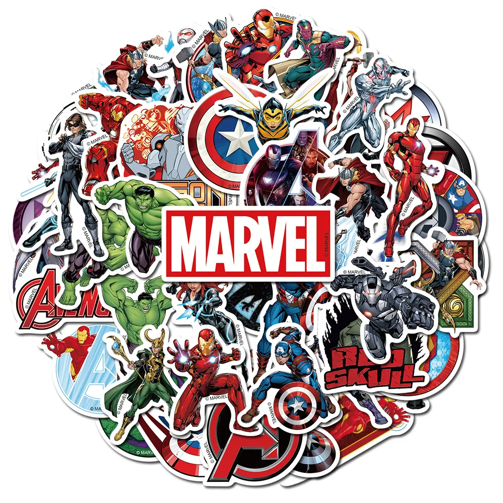 50PCS Disney Marvel Aufkleber Anime Figur Iron Man Steve Rogers Aufkleber Gitarre Laptop Gepäck Skateboard Cartoon Graffiti Spielzeug Image