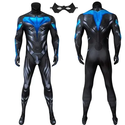 Erwachsene Superhero Titans Nightwing Overall Cosplay Kostüm Halloween Maskerade Kühlen Body Mit Augen Maske Image
