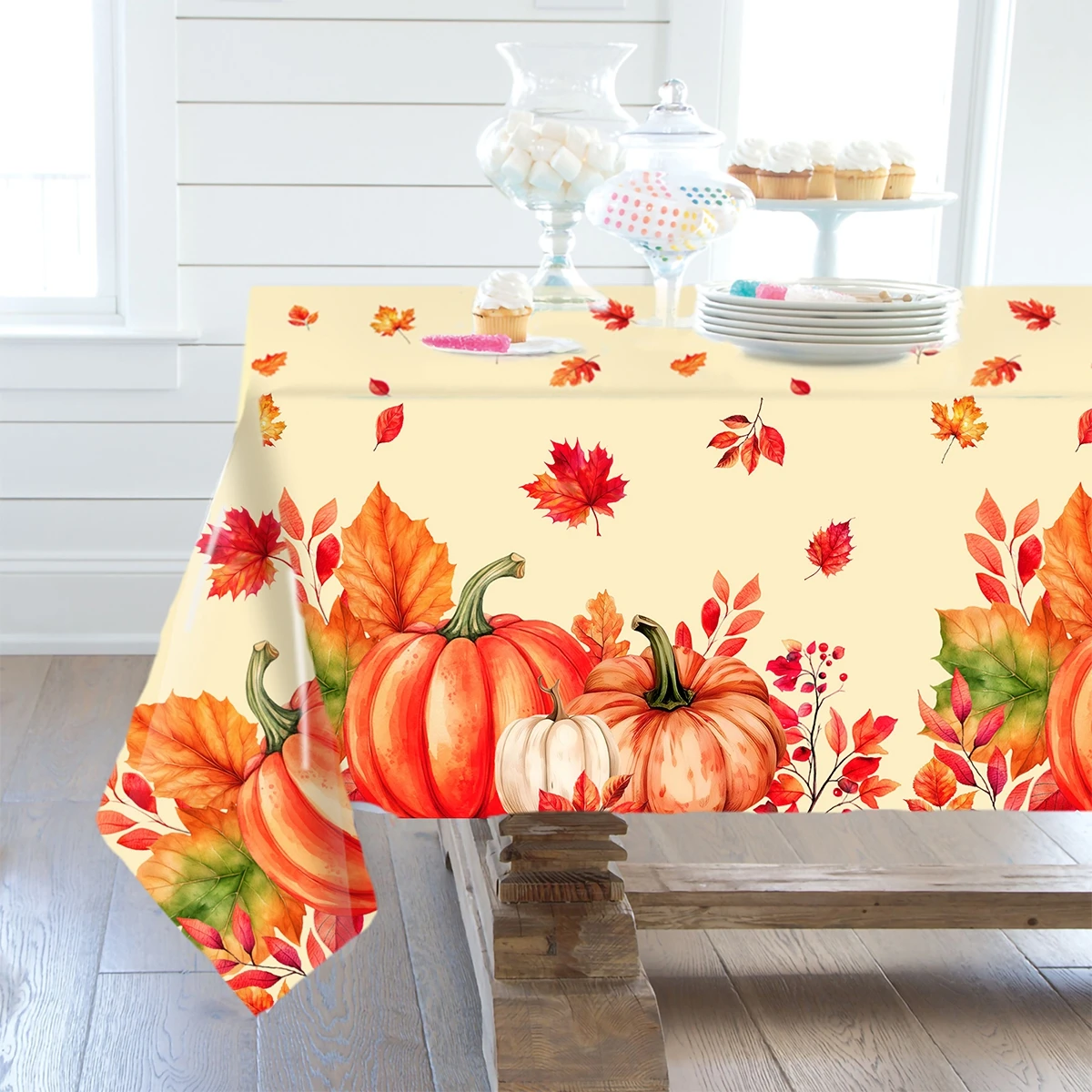 Thanksgiving Kürbis Tischdecke Halloween Party 2024 Tischdecke Tischdecke Rechteck Einweg Tischdecken Ernte Party Dekor Image