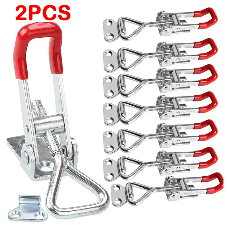 2PCS Schwere Eisen Einstellbare Schnalle Lock Clamp Box Schnalle Klemme Tür Bolzen Typ Schnell Klemme Zubehör Horizontale Klemme fangen Clas Image
