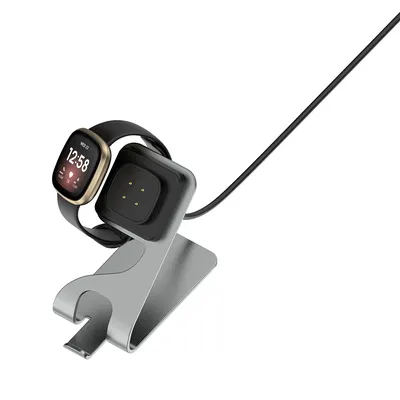 Ladestation für Fitbit versa 4/ Fitbit Sense/ Fitbit versa 3/ Fitbit Sense 2 Ladest änder mit USB-Kabel Kabel dunkel metall grau