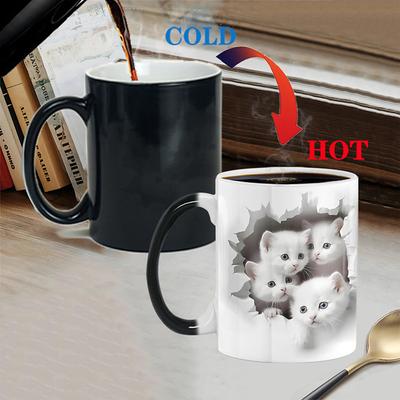 Magic Mug, Cat Magic Mug Magic 3D Illusion Ceramic Gift Coffee Mug, 11 oz Magic Color Changing Coffee Mug Cup, Cute Xmas Gift Mug for Cat Magic Mug Lover