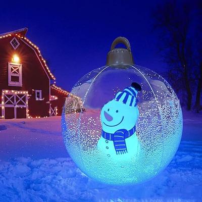 24 Inch Giant Light Up Christmas Inflatable Ball with LED Light PVC Decorated Ball Christmas Inflatable Outdoor Decorations, Xmas Blow Up Ball for Garden Yard Patio Christmas Holiday Decor