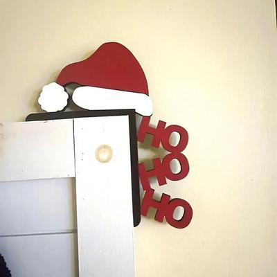 Christmas Door Topper – Funny Snowman Santa Claus Corner Sign for Holiday Home Décor, Windows, Walls, and DIY Christmas Party Ornaments