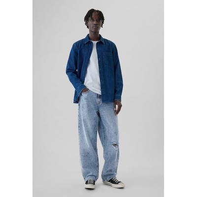 Gap Mens Blue Washed Relaxed Fit Baggy Jeans - Blue Washed