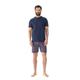 Shorty MEY "RED TILE", Herren, Gr. M, blau (yacht blau), Single Jersey, Obermaterial: 100% Baumwolle, casual, Kurzarm, Homewear-Sets, Kurzarm-Shirt mit Brusttasche