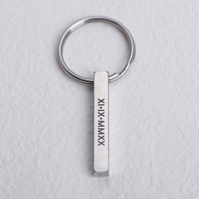 TEMU 【customized】text Square Pillar Keychain, Laser Printed Text 3d Square Pillar Keychain, Exquisite Gift Image