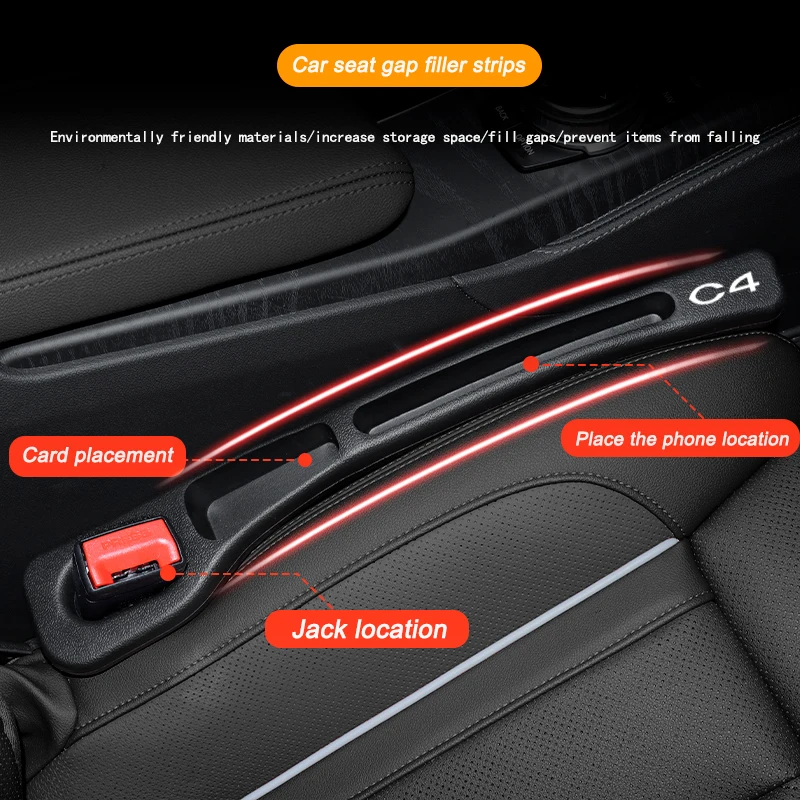 Striscia di riempimento a prova di perdite della striscia della spina della cucitura laterale del riempitore del Gap del sedile dell'auto per Citroen C4 strisce di riempimento del sedile accessori