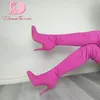 DoraTasia Plus Größe 32-48 Neue Damen Sexy Dünne High Heels Oberschenkel Hohe Stiefel Solide Über Das Knie Stiefel frauen Party Ol Schuhe Frau
