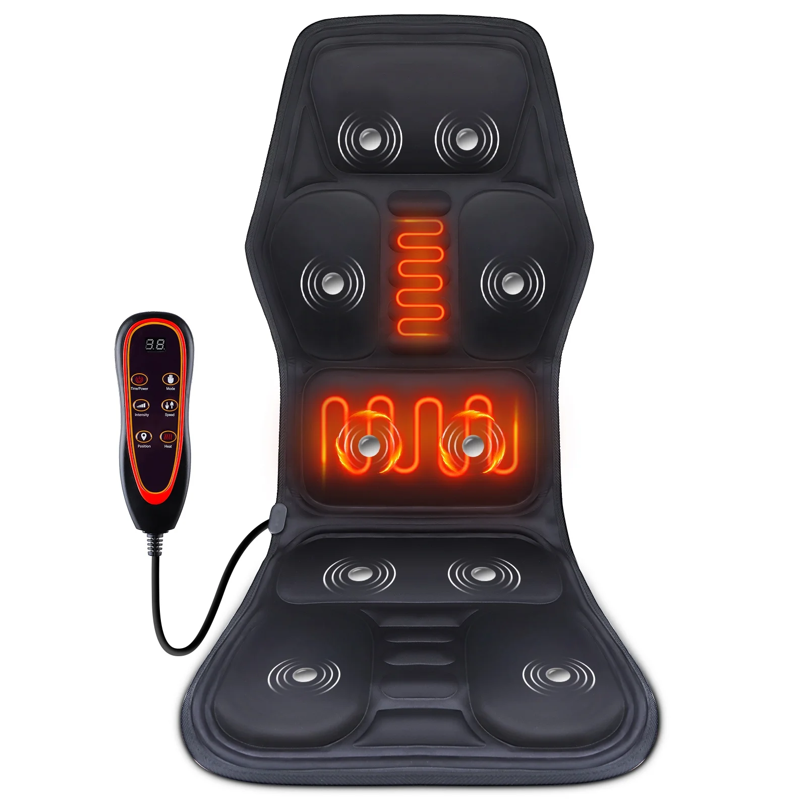 Elektrische Heizung Zurück Taille Massagegerät Schulter Zurück Vibration Massage Matte für Stuhl Sofa Auto Büro Hause Zurück Massage Hot Pad Image