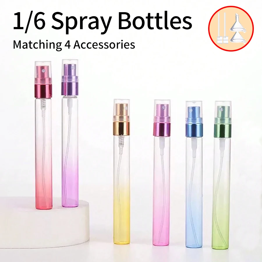 6 Stück + 4 Zubehörteile, 10 ml, nachfüllbare Parfüm-Sprühflasche mit Farbverlauf und 6 Sprühflaschen, 2 Trichter, 2 Spenderteiler Image
