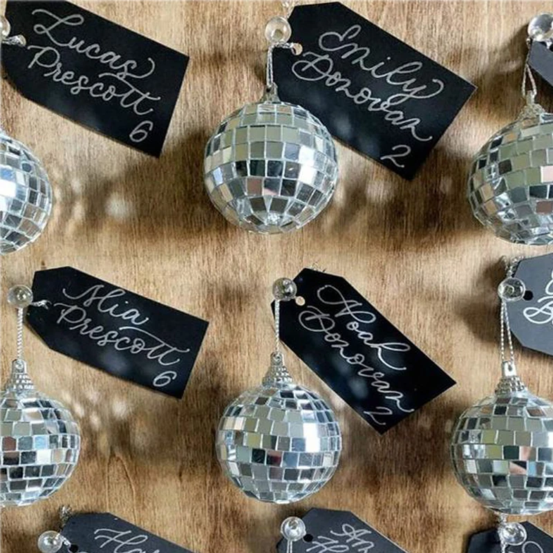 3/4/5/10cm 70er Jahre Disco Themen Party Disco Bälle Ornament Silber Disco Ball hängen Dekoration reflektierende Ball Party Dekorationen Image