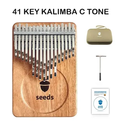 Seeds Professional Kalimba 41 Keys Thumb Piano Full Veneer Solid Okoume Wood Kalimba Finger Piano