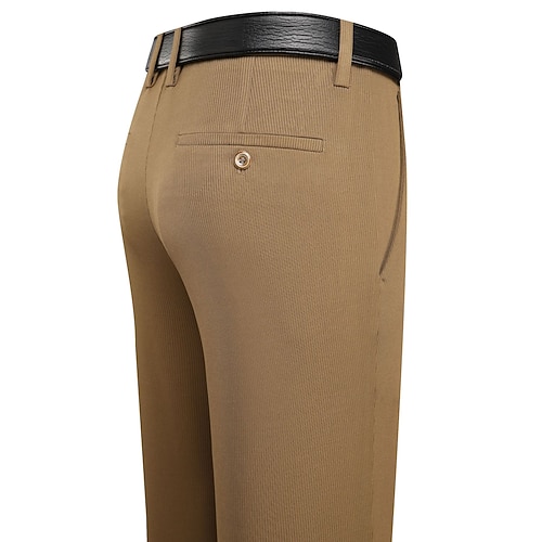 Herren Anzughosen Cordhose Hose Hosen Anzughose Tasche Glatt Komfort Atmungsaktiv Hochzeit Geschäft Casual Modisch Klassisch Schwarz Marineblau elastisch Image