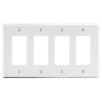 HUBBELL WIRING DEVICE-KELLEMS P264W Rocker Wall Plate, Number of Gangs: 4