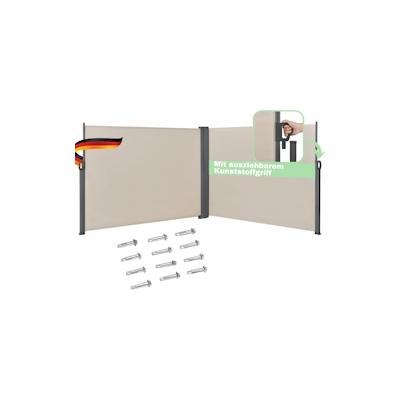 DELUKE® Doppel Seitenmarkise ausziehbar 160x600cm Blickdicht - Sichtschutz Windschutz | Seitenmarkise doppelt Markise Wa