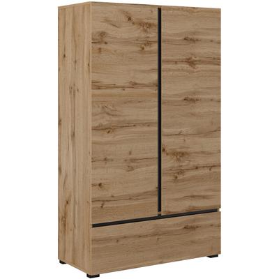 Wäscheschrank INOSIGN "Cross, moderner griffloser Kleiderschrank", braun (wotan eiche), B:89cm H:150cm T:40cm, FSC-zertifizierter Holzwerkstoff, Melamin, Metall, Schränke, Mehrzweckschrank, Drehtürenschrank mit 1 Schublade, 3 Farben verfügbar,... Image