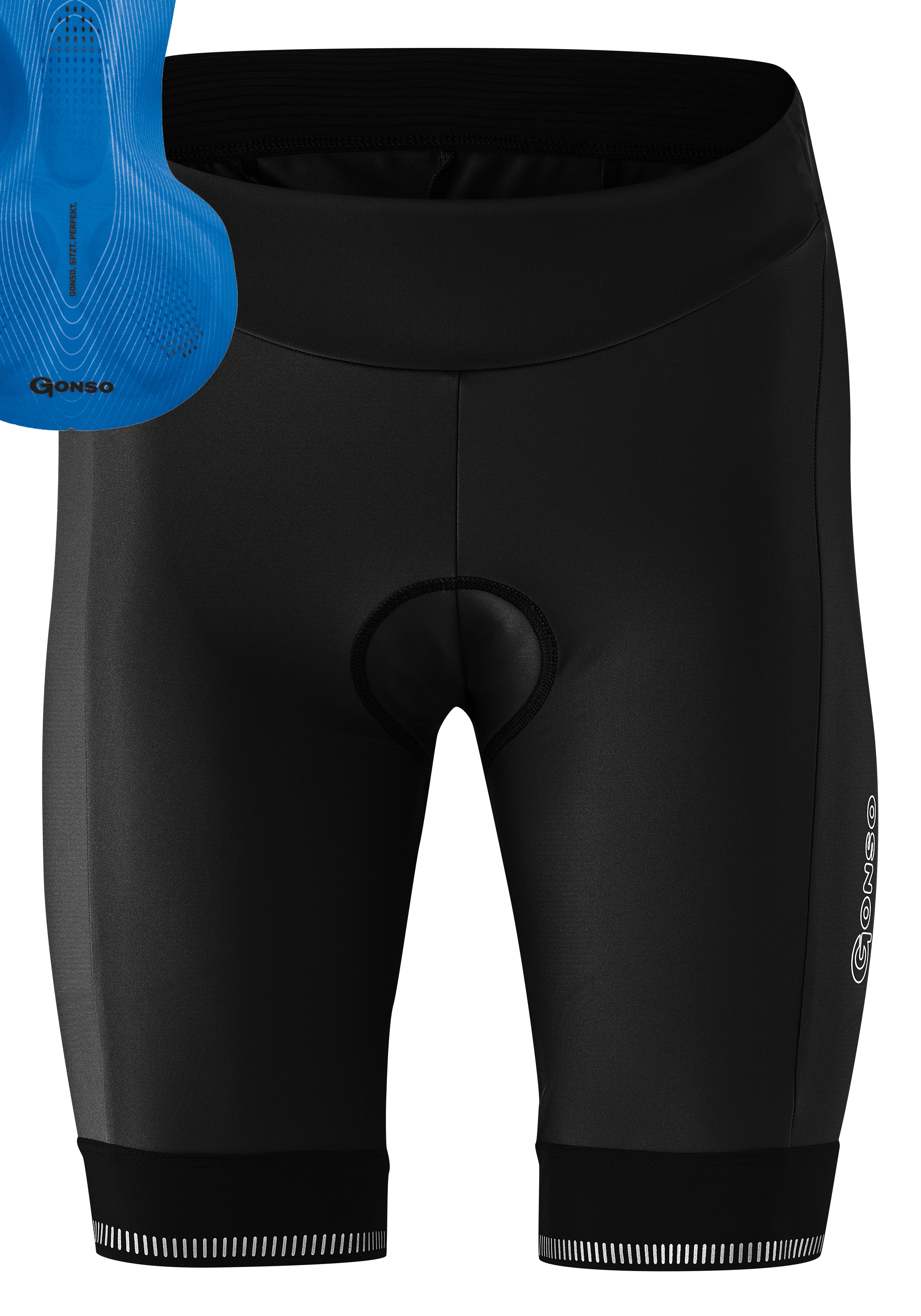 Fahrradhose GONSO "SITIVO W", Damen, Gr. 44, Normalgrößen, blau, 65% Polyamid (Recycelt), 35% Elasthan, Hosen, Damen Radhose mit innovativem Sitzpolsterkonzept Image