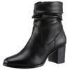 Stiefelette MARCO TOZZI, Damen, Gr. 41, schwarz, Lederimitat, unifarben, klassisch, Schuhe, Blockabsatz, Businessschuh mit Falten im slouchy Look