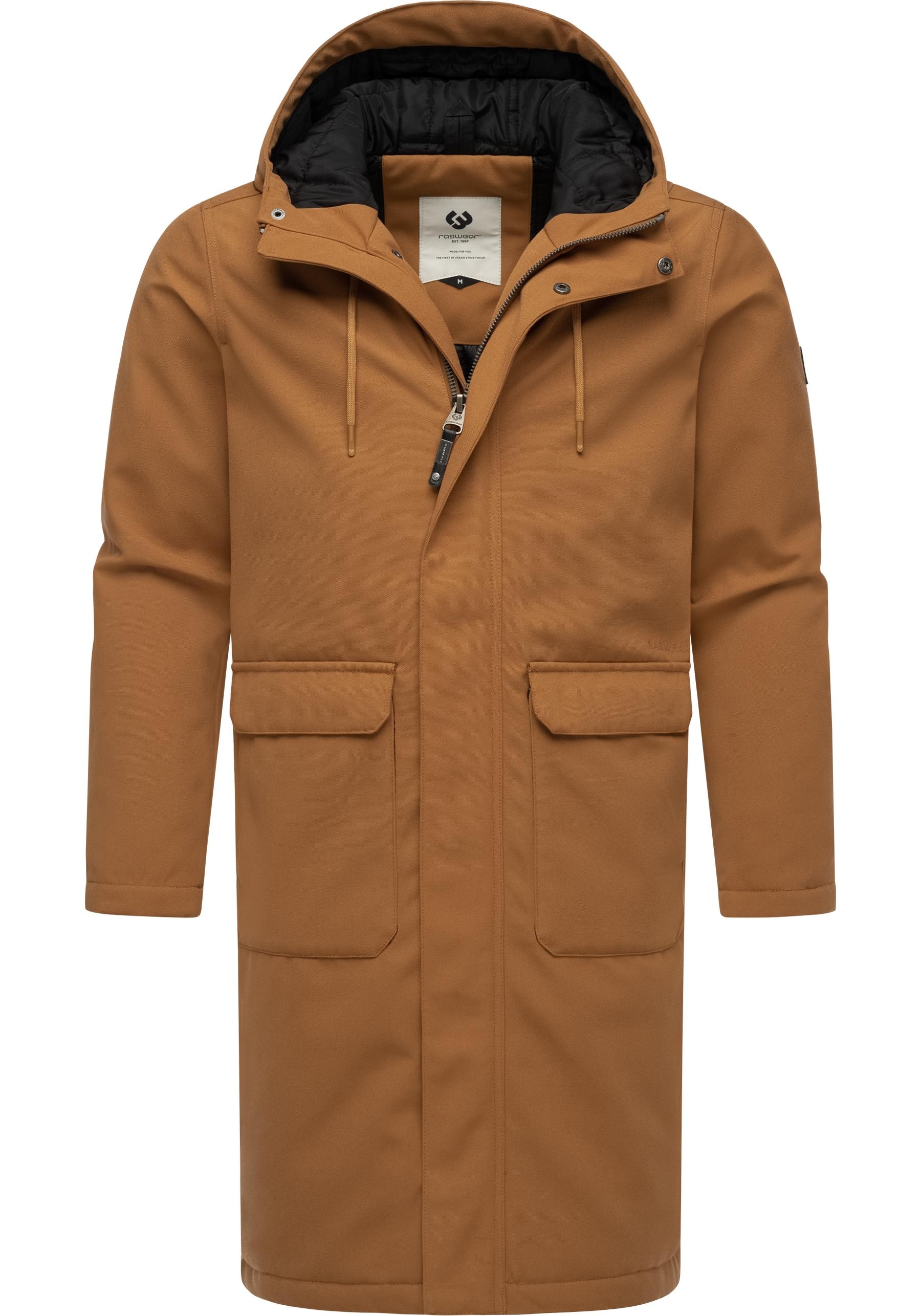Wintermantel RAGWEAR "Mr Them Long", Herren, Gr. XL (54), braun, Obermaterial: 100% Polyester; Innenfutter: 100% Polyester; Wattierung: 100% Polyester, gerade knieumspielend, hoch geschlossener Ausschnitt, Ärmel ohne Ärmelschlitz abgesteppte Kante,...
